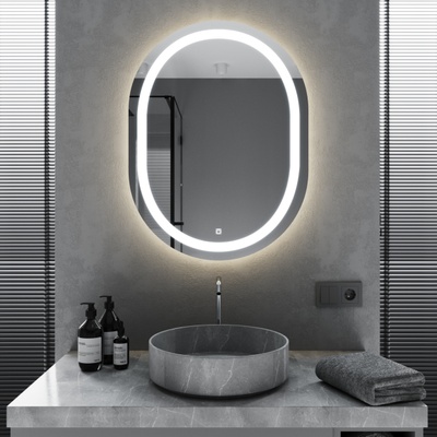 Овальне дзеркало Mironiks з фоновою та фронтальною LED підсвіткою 310723 фото