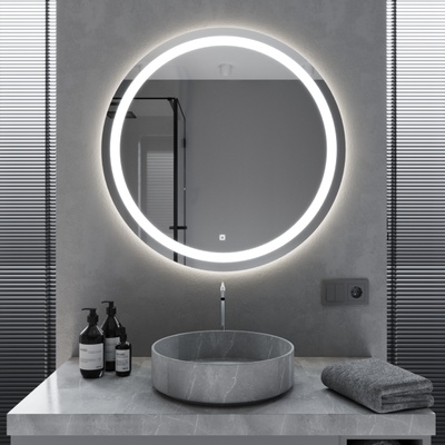 Кругле дзеркало Mironiks з фоновою та фронтальною LED-підсвіткою які вмикаються окремо 308633 фото